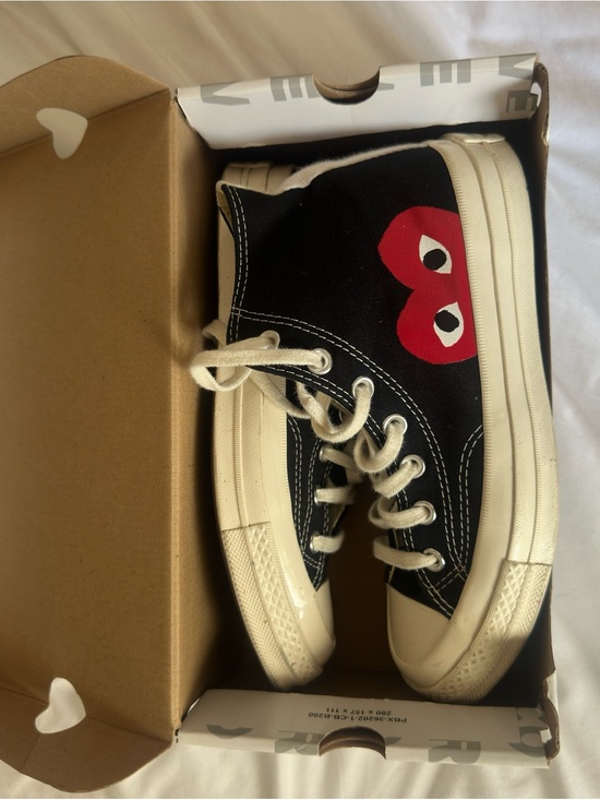 Converse Shoes - Converse Black High-Top Sneakers with Red Heart Graphic